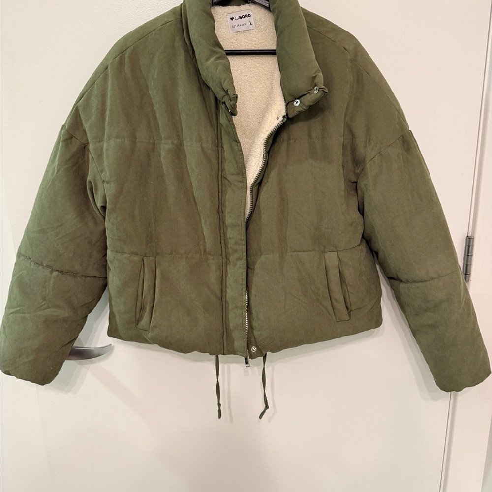 Ci Sono Khaki Puffer Jacket